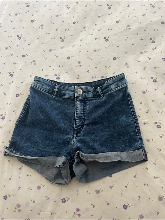 H&M Pants - H&M Dark Blue Rolled Hem High-Rise Denim Shorts